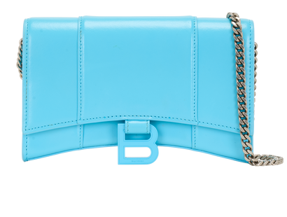 Hourglass Wallet On Chain, &pound;630, Handbags, Blue, Leather, Front view